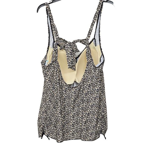 Womens Plus Size Swimsuit Sz 24 Two Piece Bathing Suit Shorts Cheetah Tankini - Picture 2 of 15